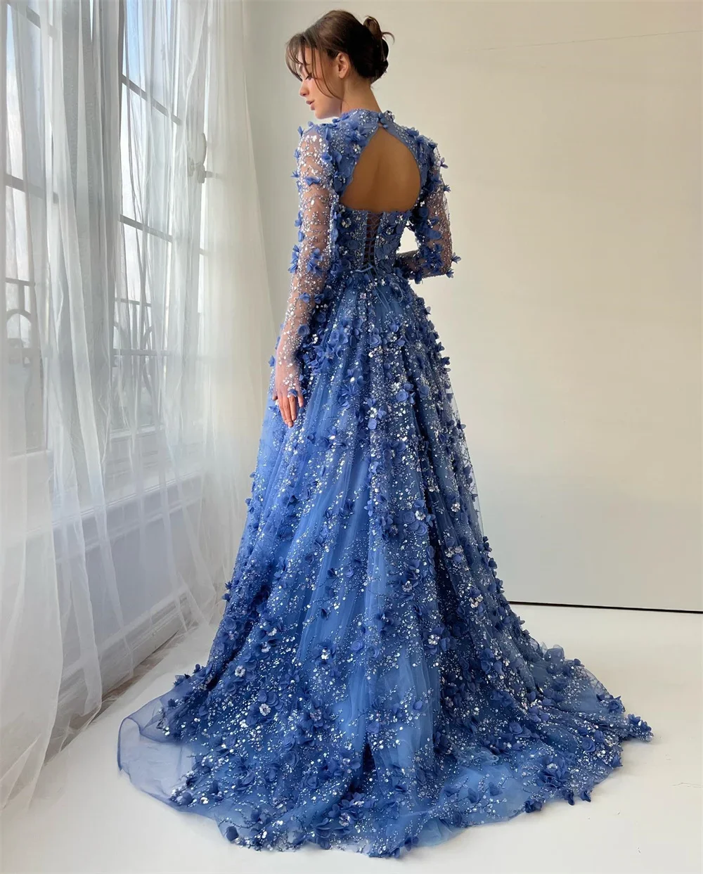 Luxury 3D Decal Off Shoulder Ball Dress Layered Ruffle New Dress Detachable Train Wedding Evening Dress Customization