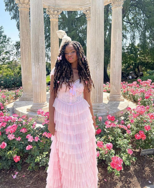 Modest A line Sweetheart Pink Tulle Prom Dresses Long Party Dress 18th Birthday Outfits Graduation Dress