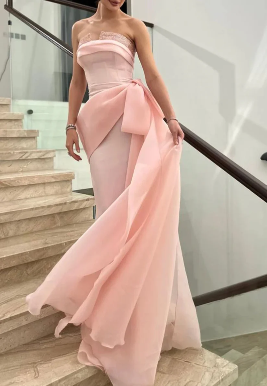 Off-Shoulder Sleeveless Bowknot Sheath Evening Dress