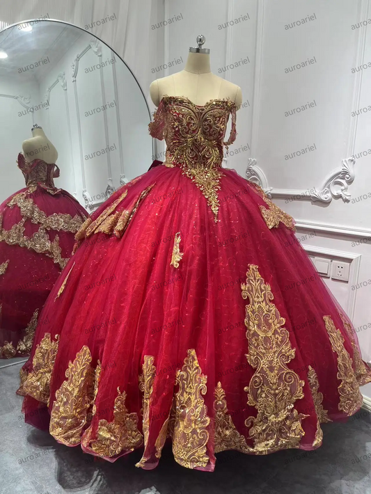 Customized Real Picture Mexican Luxury Quinceanera Dress Off Shoulder Ball Gown Prom Dancing Queen Sweet 15 Party Wedding