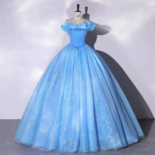 Off-Shoulder Ball Gown Quinceanera Dresses Vestidos De 15 Anos Fashion Glitter Cinderella Birthday Party Customized