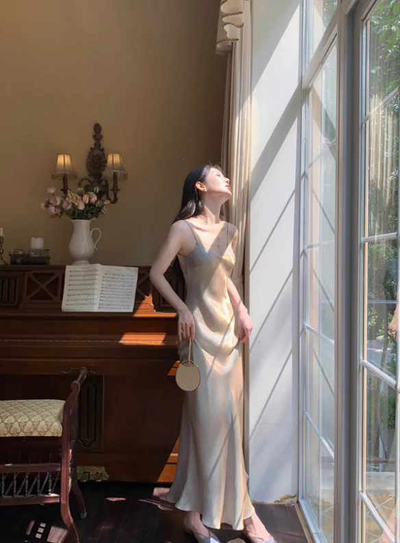 Simple Pretty Mermaid Spaghetti Strap Satin Prom Dress Evening Dress Formal Dress