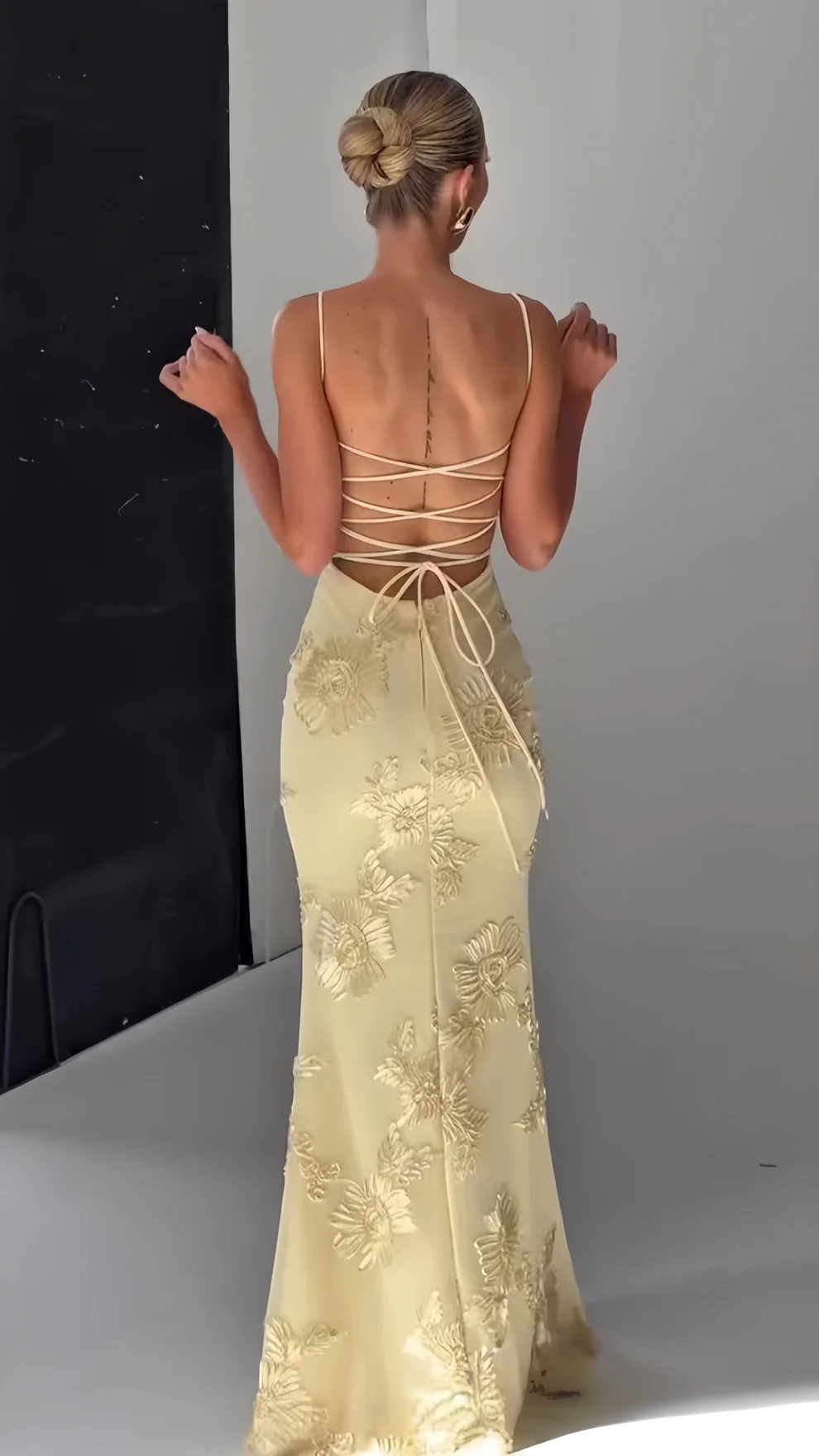 Spaghetti Straps Floral Long Prom Dresses Sheath Sexy Party Dress