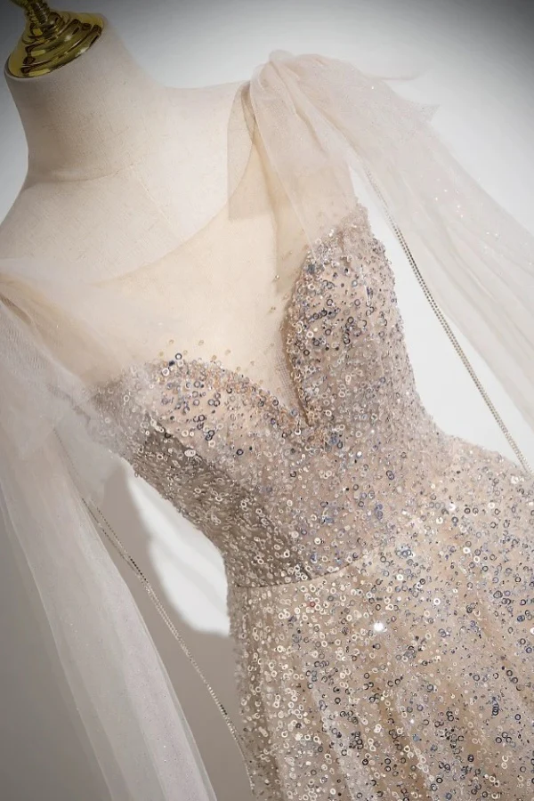 Sparkly A-Line Sweetheart Neck Straps Sleeveless Fully Sequins Floor Length Prom Party Dress Evening Formal Gown Birthday Party Gown