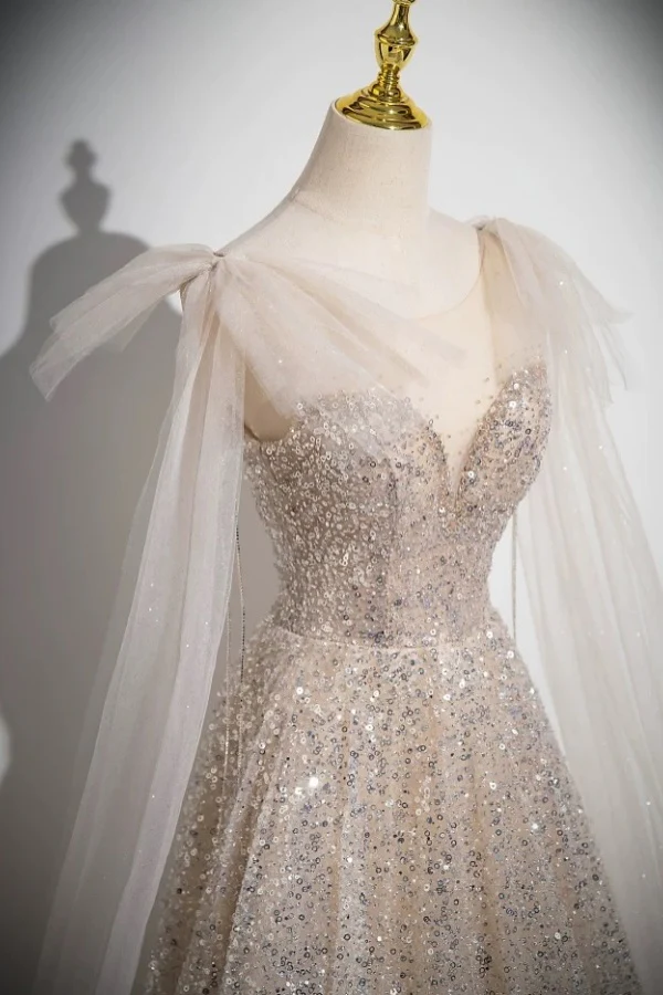 Sparkly A-Line Sweetheart Neck Straps Sleeveless Fully Sequins Floor Length Prom Party Dress Evening Formal Gown Birthday Party Gown