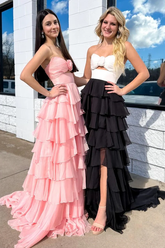 Sweetheart Bow Knot Prom Dress with High Side Slit and Train