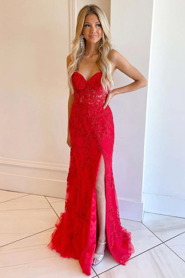 V-Neck Sleeveless Appliques Mermaid Prom Dress
