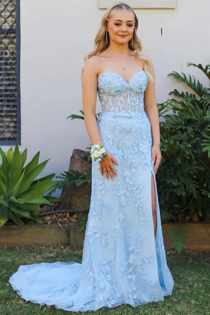V-Neck Sleeveless Appliques Mermaid Prom Dress
