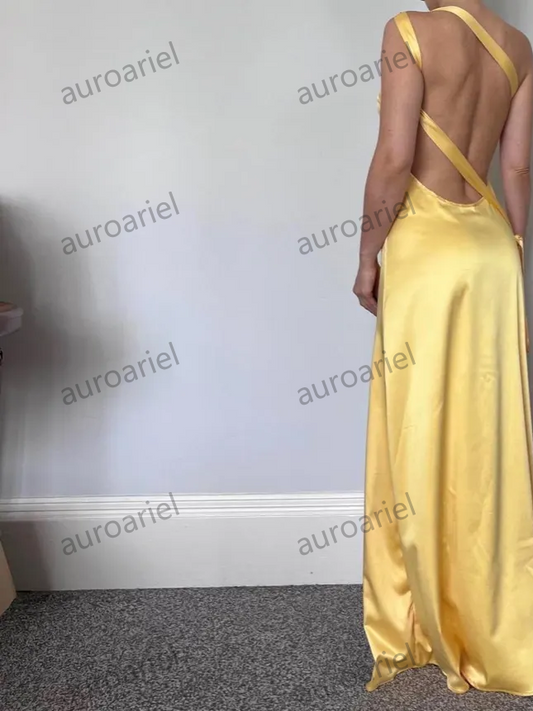 Backless Maxi Slip Dress Long Prom Dress