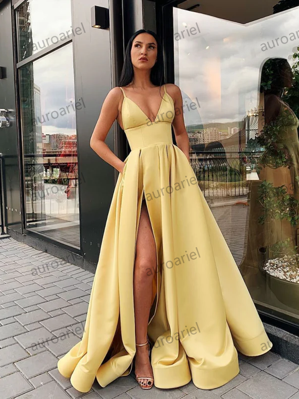 Pink Sweetheart Spaghetti Strap Prom Dress with Split Design